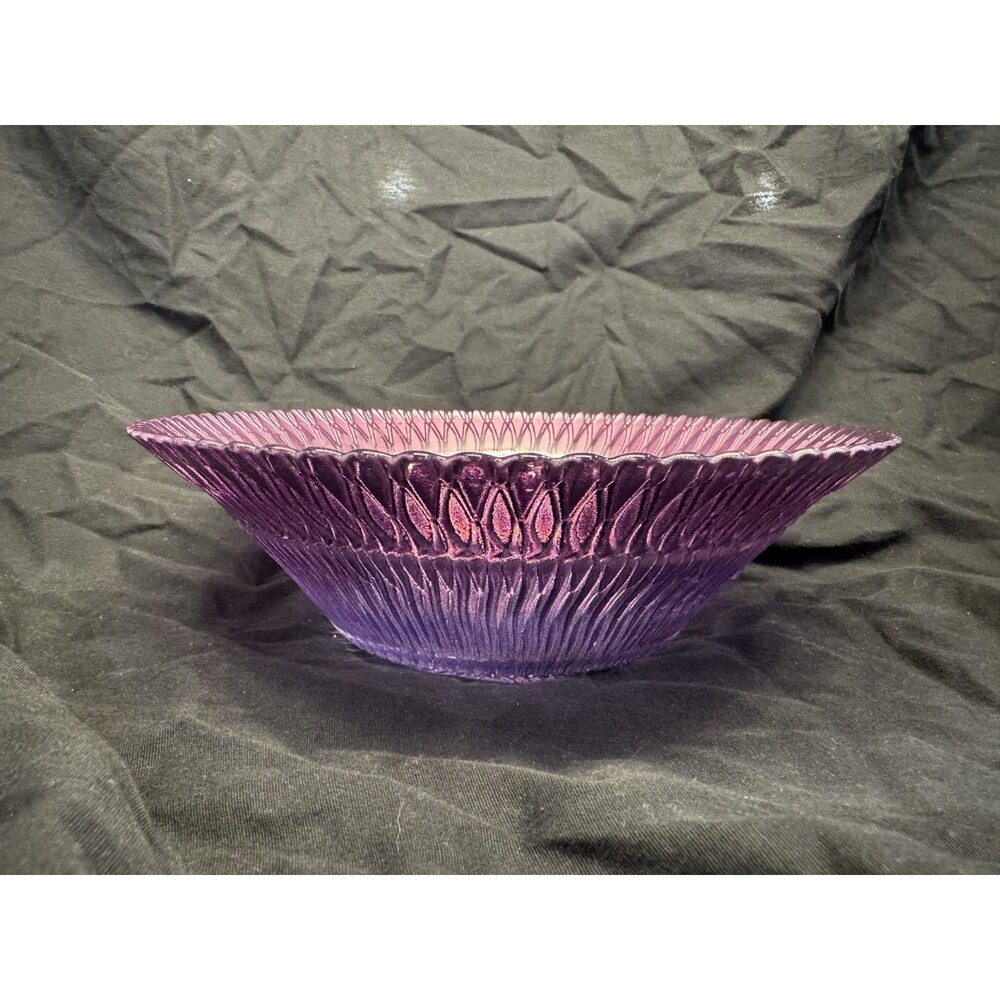 Vintage Federal Glass Diana Pattern Amethyst Ribbed Serving Bowel